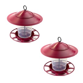 etree Easy Clean Hanging Lantern Bird Feeder (2023 Design) - Prevent Disease & Protect Wildlife Florentine Red Pack of 2