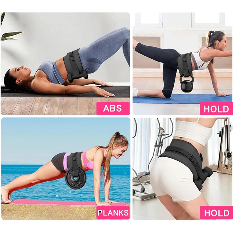 Hip Thrust Dumbbell Holder Belt, Wide Padded Support Belt for