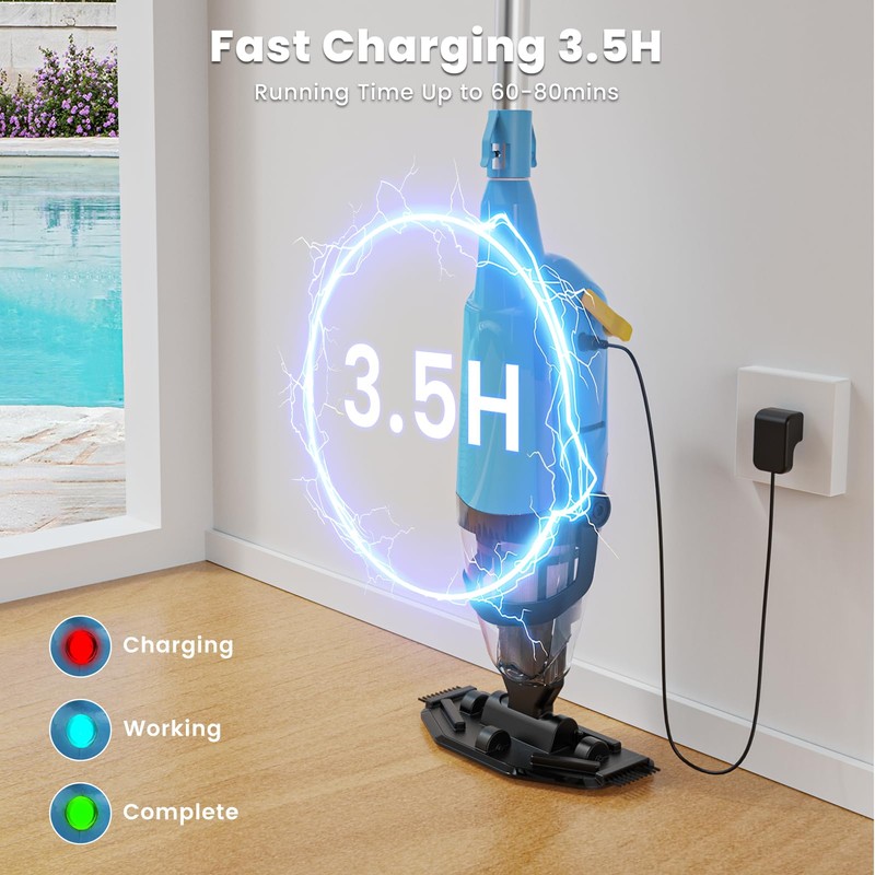 Oxseryn Cordless Pool Vacuum, Rechargeable Handheld Pool Vacuum Cleaner for