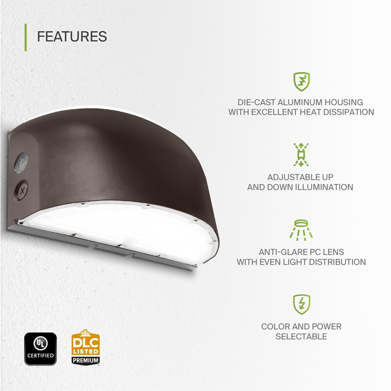 ASD 80/100/120W LED Wall Pack Light Round with Dusk to