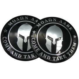 Express Emblems 2x Metal Molon Labe Decal Spartan Sticker Emblem Fender Auto Car 2.20" 56mm DOME
