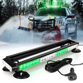 FOXCID 26'' 56 LED Emergency Strobe Rooftop Flashing Light Bar, Double Side Hazard Warning Beacon Safety Lights w/Magnetic for Tow Vehicles Firefighter Cars Trucks Traffic Security, Green White Mix