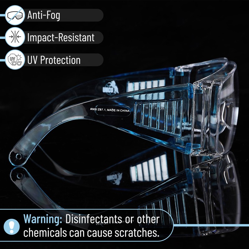 UNCO- Safety Goggles Over Glasses, Protective Goggles, Anti Fog, Work,
