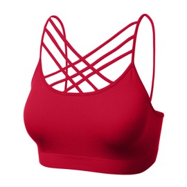 brasier deportivo para mujer, tirantes cruzados, bandeau, camisolas sin varillas, bralette, rojo, XX Grande
