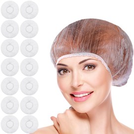 DSLSQD Pack of 100 Shower Caps, Plastic Shower Caps, Shower Caps, Wide, Thick, Transparent, Elastic Shower Caps, Waterproof Hair Shower Caps, Hair Cap for Home, Hotel, Travel, Salon, Spa, Shower