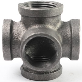 AGUTEA Black 5-way Side Exit Cross,Cast Iron Pipe Fitting Cast Iron Angle Pipe Fitting for Vintage Style DIY Projects/Furniture/Shelves (Pack of 1) (1 INCH)