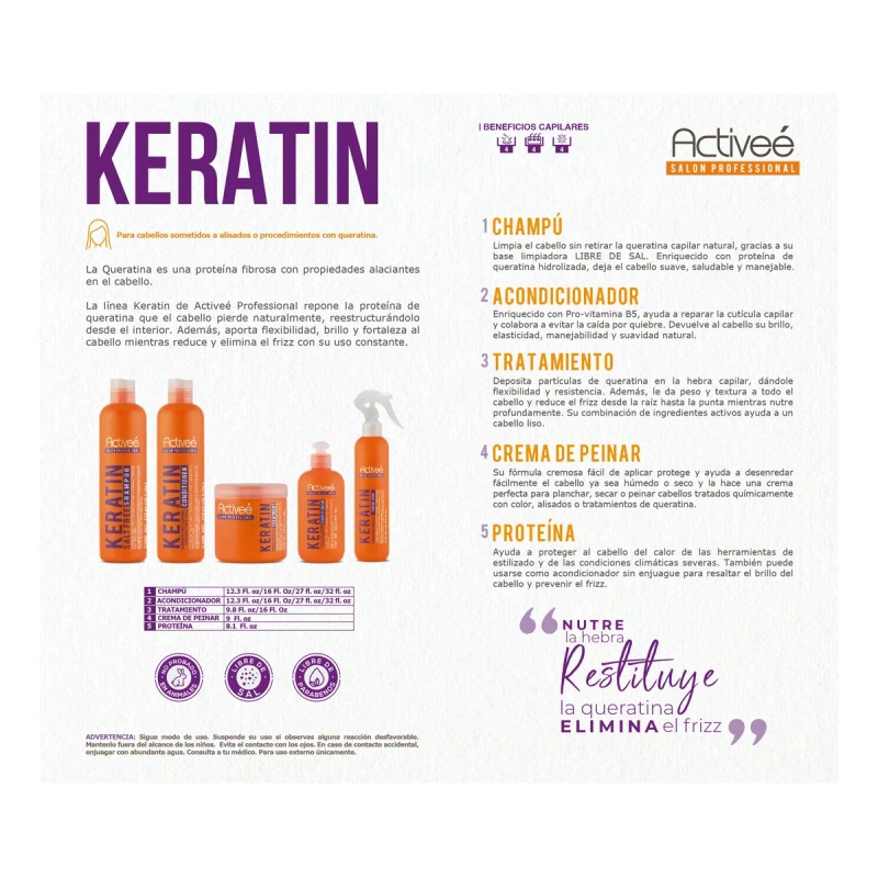 Activee Crema Peinar Activee Keratine Cuidado Intensivo Libre De Sal