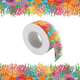 Bekecidi Decorative Border Stickers Underwater Coral Colorful Waterproof Colorful Decoration for Bulletin Board, Chalkboard, School, Classroom