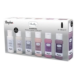 Rayher Chalky Set 6 Colours of 60 ml Rose Tones Chalk Paint for Shabby Chic Vintage Country House Style Looks 35049258