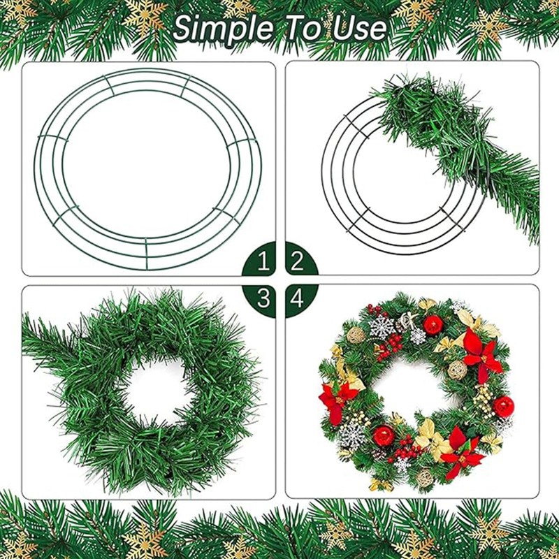 3 Pack Christmas Wire Wreath Ring 10 inch Metal Wire