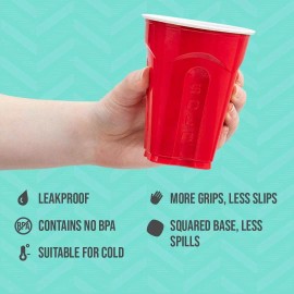 SOLO Red Squared Plastic Party Cups 18oz 200 Count