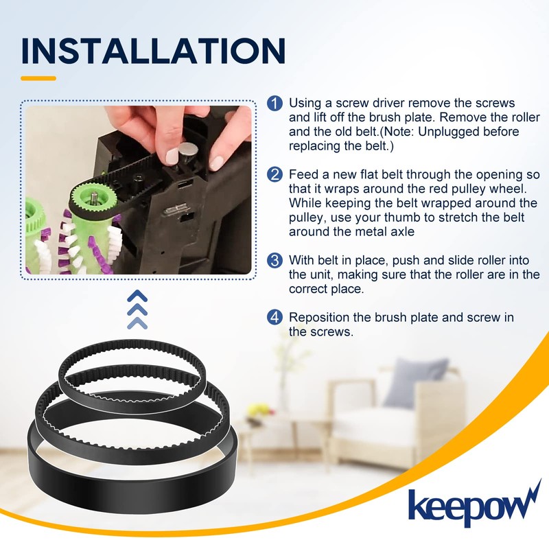 KEEPOW Replacement Belt Set Compatible with Bissell ProHeat 2X Revolution