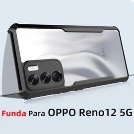 TPDRUY Funda para OPPO Reno12 5G Case Transparente Uso Rudo Acrílico PC, Borde Flexible TPU Cover, Protectora de Cámara Lente Shockproof Rigido Carcasa Bumper DF