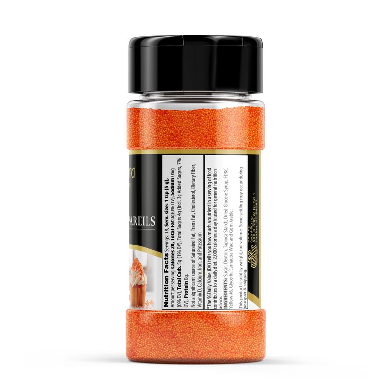 GranAroma Orange Nonpareils, Decorative Sprinkles, Cakes & Cookies, Bakery Staple