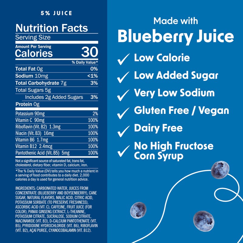 BING BLUEBERRY Energizing Juice Beverage – (12oz/24pk) – Made with