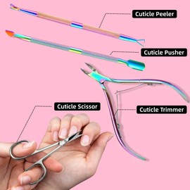Cuticle Nipper, Cuticle Scissors, Cuticle Remover Trimmer Pusher Nippers, Cuticle Remover Professional Durable Toe Pedicure Nail Manicure Tools - 4Pack