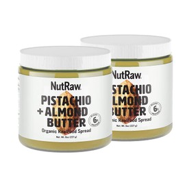 Nutrawbar, 2 Pack 100% Raw Pistachio + Almond Butter, Organic Superfood Spread 8oz. Small Batch Crafted in California.