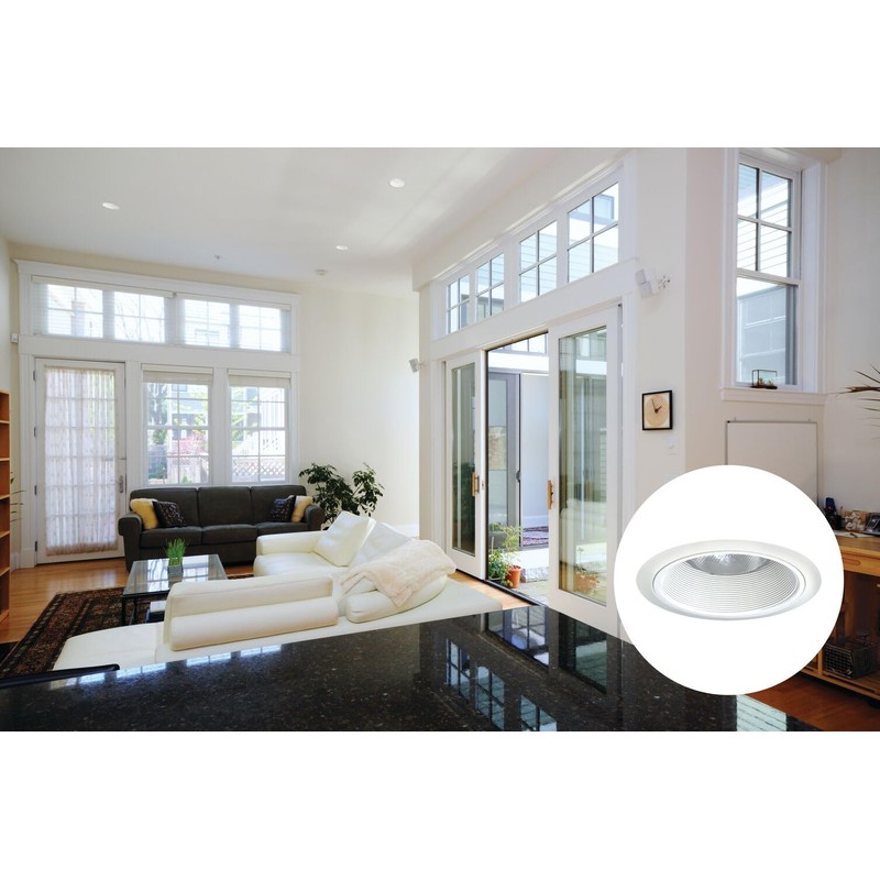Juno 6-Inch Round Tapered Baffle Recessed Lighting Trim, Glare-Reducing Snap-in