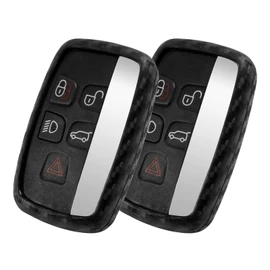 WORCAS 2 Pcs Key Fob Case Carbon Fiber Pattern Silicone Cover Compatible with Jaguar F-PACE F-Type XE XF XFR XJ Compatible with Range Rover EVOQUE Sport 5 Universal Button Keyless Entry Remote