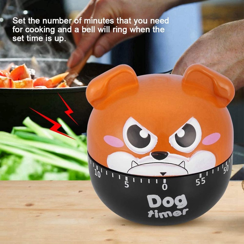 Mechanical Kitchen Timer Cute Dog Shape 55-Minute Countdown Timer No