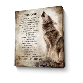 Motivational Wolf Canvas Wall Art Christian Wolf Picture Wall Decor Inspirational Quotes Painting Framed Modern Artwork for Bedroom Bathroom Office Home Decor 16x20 inch