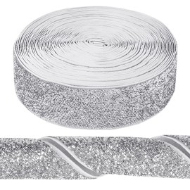 Metallic Velvet Ribbon, 10 Yards 38mm Wide Glitter Velvet Ribbon for Gift Wrapping, Bow Making, Xmas Tree Decoration, Wreaths and Crafts (Silver)