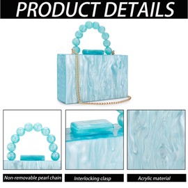 Buric Women Acrylic Clutch Purse Leopard Print Evening Bag Chain Formal Handbag Party Bridal Wedding Clutch Purse for Women, Light Blue