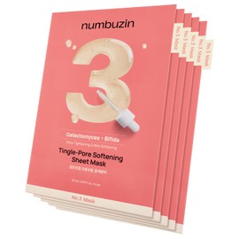 numbuzin No.3 Sheet Mask | 5 Sheets | Tingle-Pore Softening Sheet Mask | Pore Minimizing, Skin Softening Face Mask with Bifidax | Hydrates, Smooths Rough, Bumpy Skin, Improves Glow | Korean Skincare