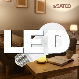 Satco S9594 9.5W A19 LED Bulb, 3000K Soft White, E26 Medium Base, 800 Lumens, Frosted Finish, 220° Beam Angle, Non-Dimmable, Enclosed Fixture Rated, 120V, Energy Efficient A-Type Lamp (2 Pack)