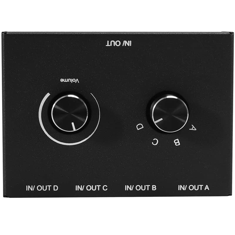 4 Port Audio Switch, 3.5mm Audio Switcher, Stereo AUX Audio