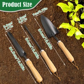 Garden Tool Set,3 Piece Stainless Steel Set with Wooden Handles for Long Narrow Shovel,Weeder & Trowel,Essential for Digging, Planting & Weeding