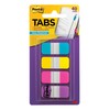 Post-it Tabs, .625 in Solid, Aqua, Yellow, Pink, Violet, 10/Color,
