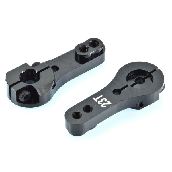 Apex RC Products 23T for JR/Airtronics/KO Black Aluminum Dual Clamping Servo Horn - 2 Pack #8005