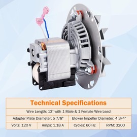 A-E-027 Combustion Blower Fan for Breckwell Big E, P22, P23, P24, P26, P2000, P2700, US Stove 5040 Pellet Stove (Combustion Blower Motor)