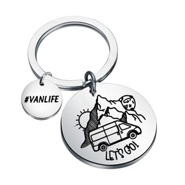 KUIYAI Vanlife Van Camper Outdoor Gifts Let's Go Camping Keychain (let's go)