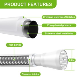 Shower Curtain Pole Extendable Curtain Poles 105-185 cm Tension Rods for Curtains Net Curtain Rods Shower Curtain Rod Extendable Telescopic Curtain Pole No Drilling Spring Rod for Windows,Bathroom