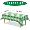 Labeol Labeol 3 PCS St Patricks Day Tablecloth, 54"x108" Shamrock Green Disposable Vinyl Rectangle Tablecloth, St Patricks Day Decorations for Irish Festival