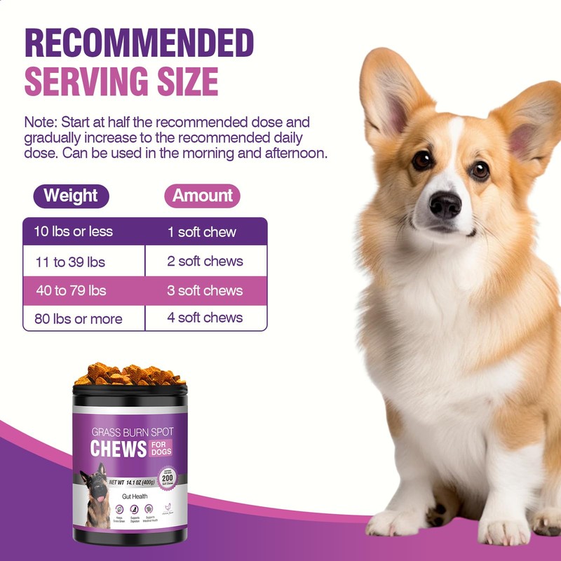 Grass Burn Spot Chews for Dogs 200 Count, Cranberry for