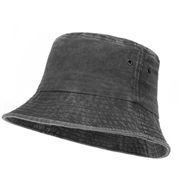 Umeepar 100% Cotton Fishing Hat, Sun Hat, Summer Hat for Men and Women - Bucket. black