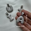 .925 Sterling Silver Bubble Letter CZ Pendant (D)