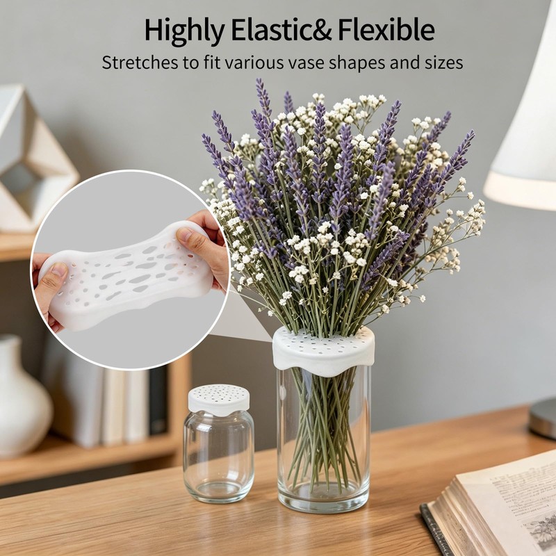Clear Silicone Flower Stem Holder for Vases, Spiral Floral Arranger