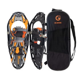 G2 21 Inches Light Weight Snowshoes for Women Men Youth, Set with Tote Bag, Special EVA Padded Ratchet Binding, Heel Lift, Orange