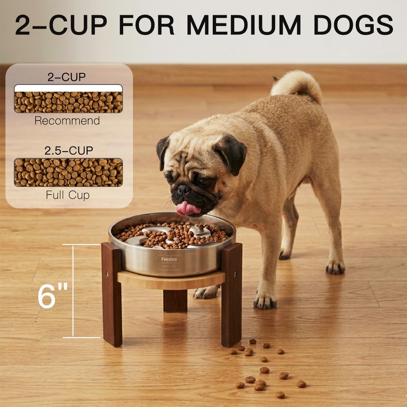 Feedoo Elevated Dog Bowl Stand, 6'' Height Raised Stand for