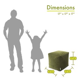 Majestic Home Goods Fern Villa Indoor Bean Bag Ottoman Pouf Cube 17" L x 17" W x 17" H