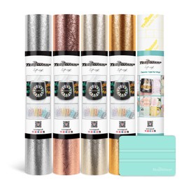TECKWRAP Metallic Textured Chrome Vinyl Bundle Adhesive Vinyl Bundle 12" x 36"/Rolls for DIY Craft, Arts (Silver,Gold,Champagne Gold,Rose Gold)