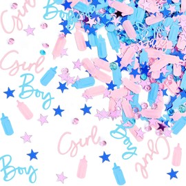 Gender Reveal Decorations, 30g Baby Gender Reveal Decorations, Pink and Blue Confetti with Bottles Diamonds Stars Table Confetti, Party Sprinkles Decor Confettis for Kids Birthday Party Supplies