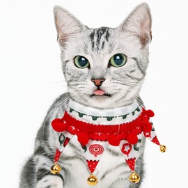 Christmas Dog Collar with Bells,Holiday Dog&Cat Knitted Jingle Dress,Pet Costume Bandana Scarf for Puppy Kitty (S)