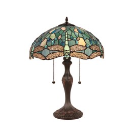 Chloe Lighting SUNNIVA Dragonfly Tiffany-Style 2-Light Table Lamp 16" Shade
