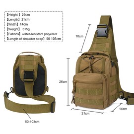 flintronic Tactical Shoulder Bag, Tactical Molle Sling Chest Pack, Laptop Daypack Daysack Military Mini Backpack for Hiking,Cycling, Traveling (Include 1*Keychain)