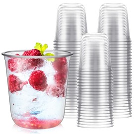 Ziliny 500 Pcs Disposable Stemless Glasses 12oz Crystal Plastic Wine Glasses Clear Classic Pet Cup for Meeting Weddings Birthdays Cocktail Christmas Party Supplies (Clear)